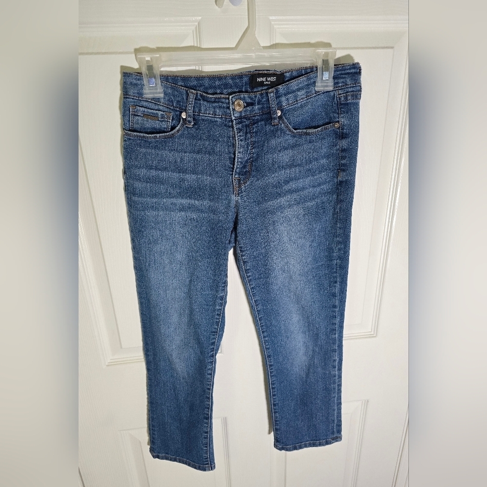 Nine West Womens Cuffed Capri Blue Denim 6 Petite
